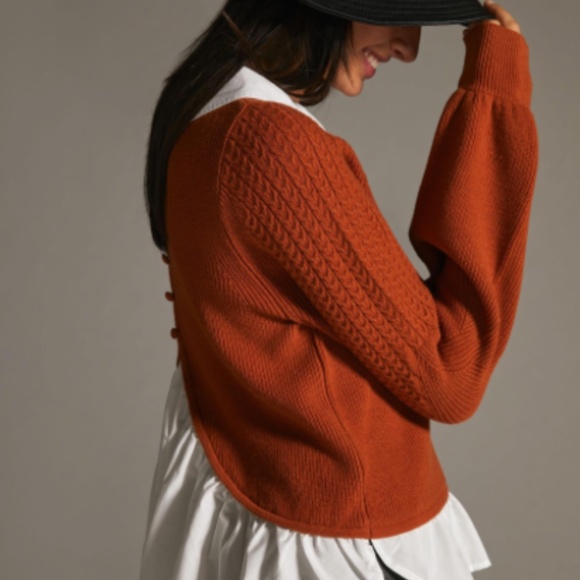 Anthropologie Maeve Textured Twofer Pullover Sweater - Picture 2 of 9